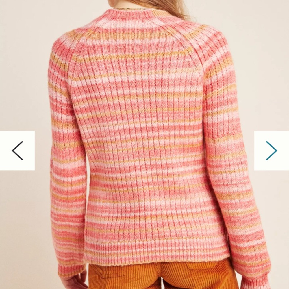 Anthropologie T.La Drea pink tan Space-Dyed Sweater, Size Medium - Picture 4 of 12